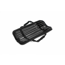 Szaszłyki podwójne 6szt w etui, stal nierdzewna 42cm z drewnianą rączką GRILLI 9627