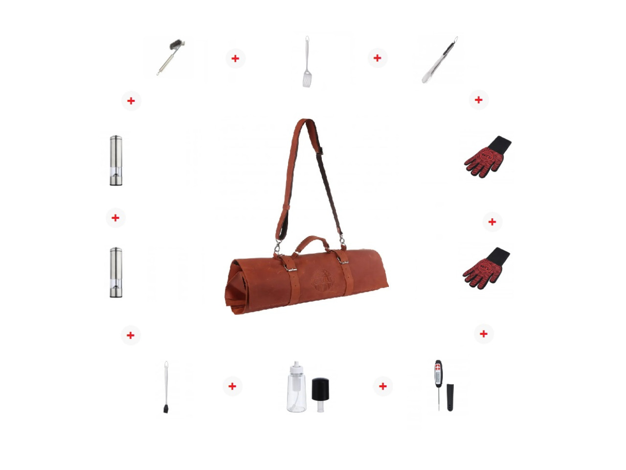 Leather grill tool organizer + TOP 10 GRILLI accessories 888044