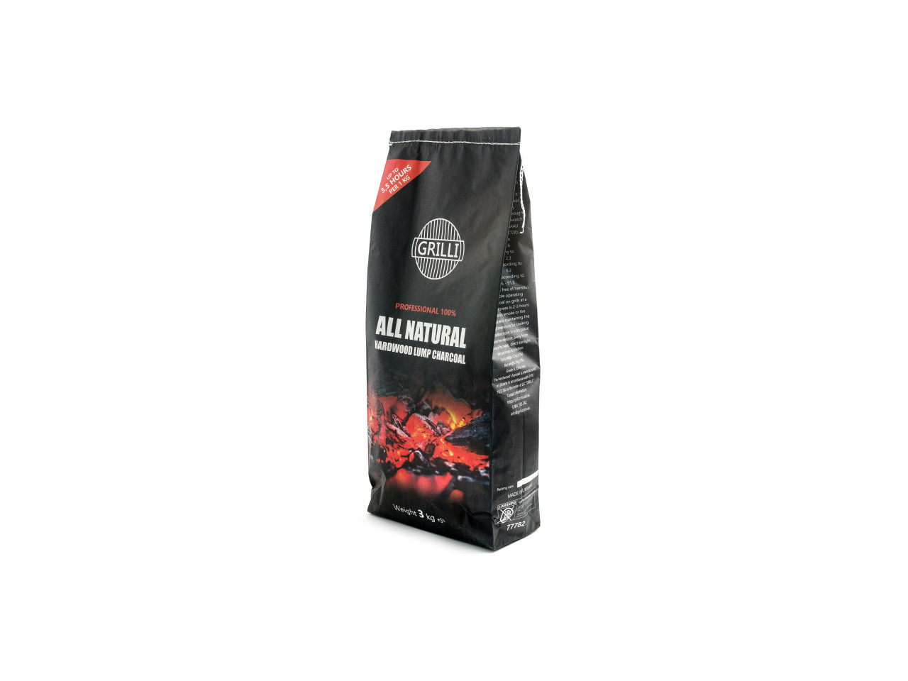 Charcoal for barbecue 3kg FOR 3 HOURS FOR 1 kg GRILLI 77782
