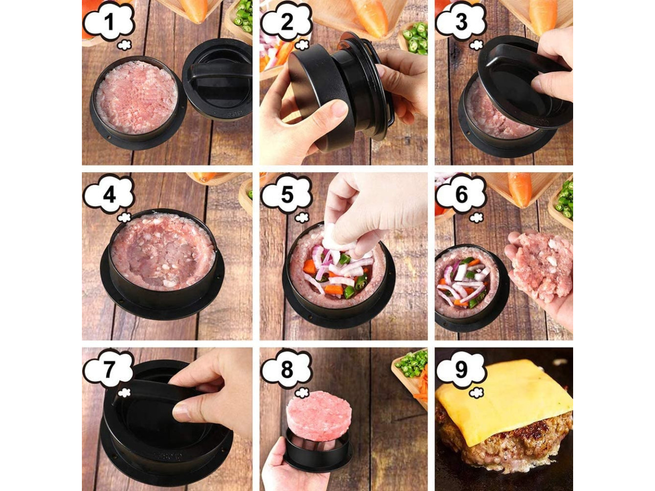 Pražský formulář pro hamburgerové placky + Náplň pro burgery GRILLI 77759