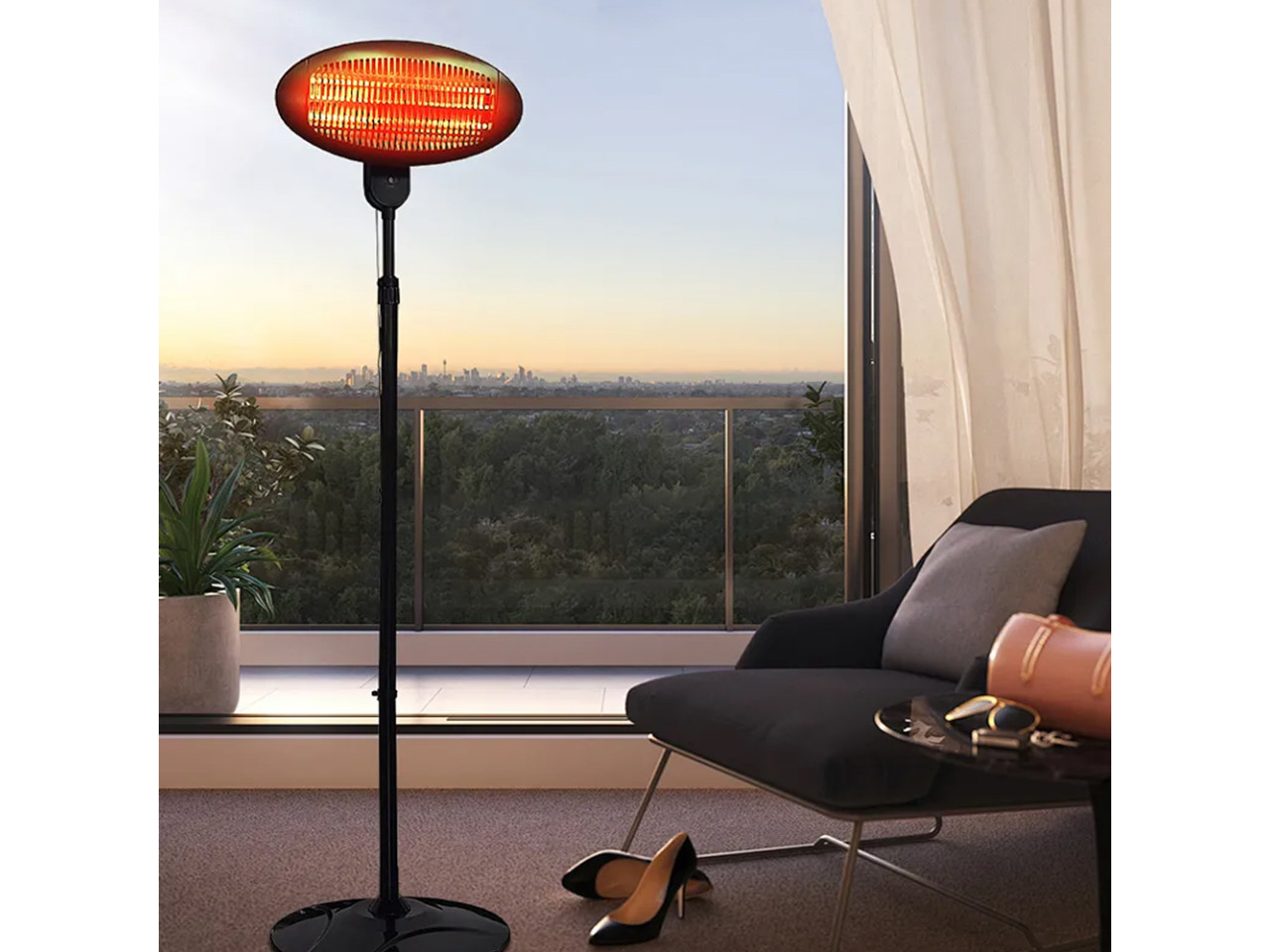 Electric infrared heater 2000w, black GRILLI 9539
