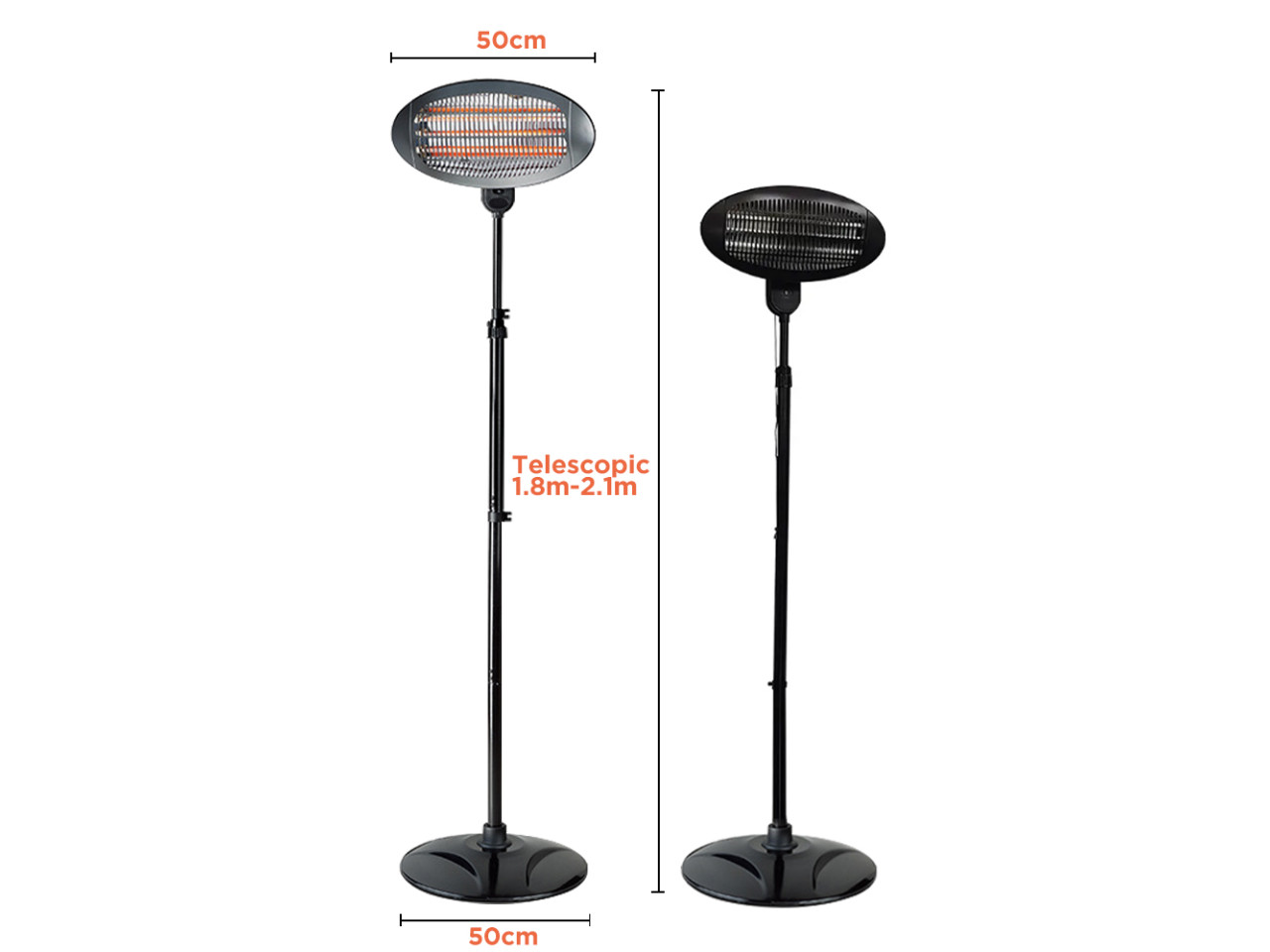Electric infrared heater 2000w, black GRILLI 9539