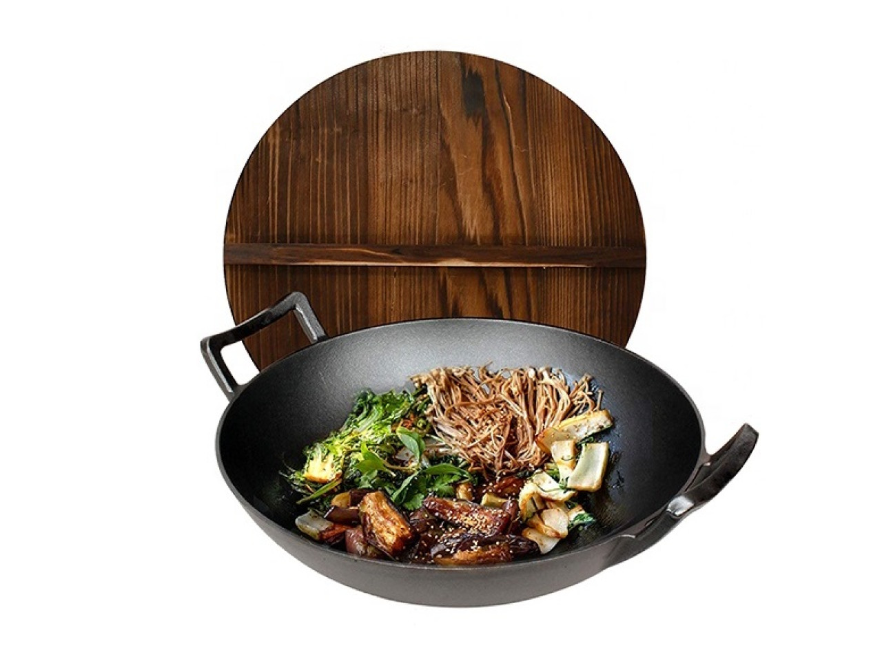 Cast iron wok (cauldron) 35.5*10cm with wooden lid GRILLI 9637