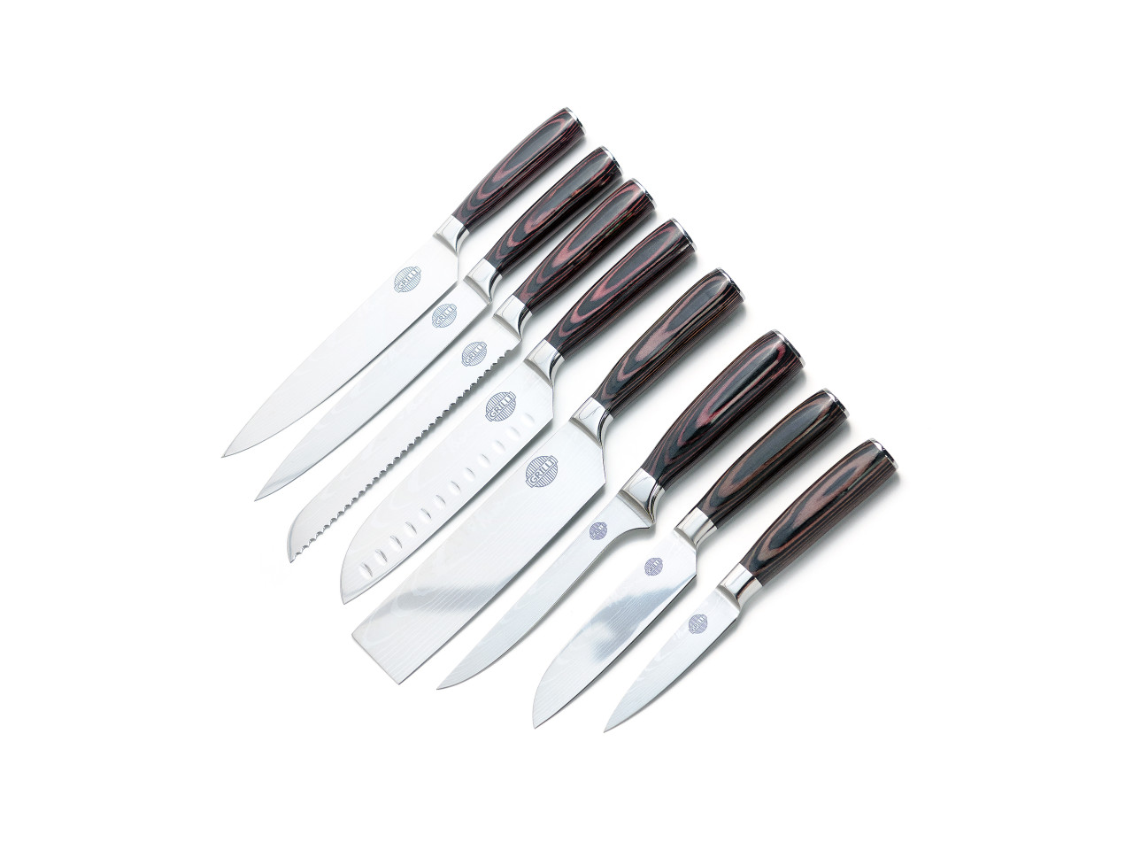 Professional Set of 8 Knives Made of Damascus Steel GRILLI 707001