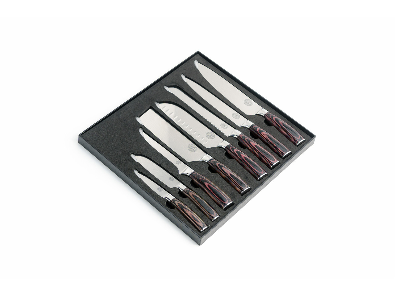 Professional Set of 8 Knives Made of Damascus Steel GRILLI 707001