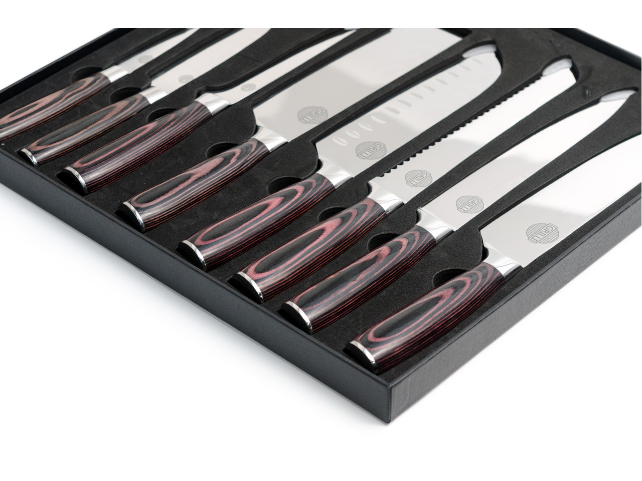 Professional Set of 8 Knives Made of Damascus Steel GRILLI 707001