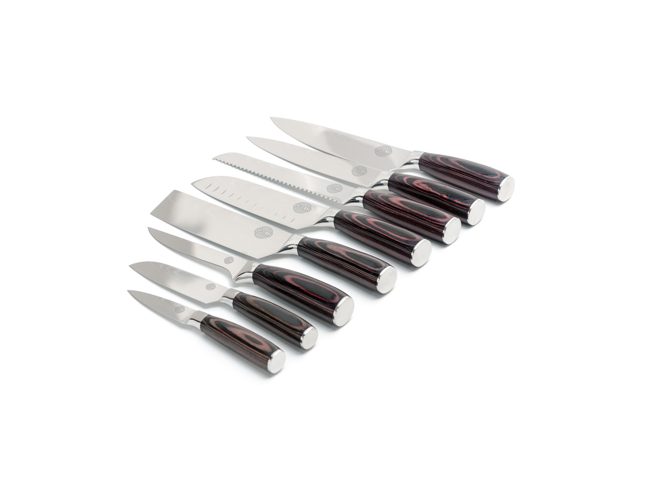 Professional Set of 8 Knives Made of Damascus Steel GRILLI 707001