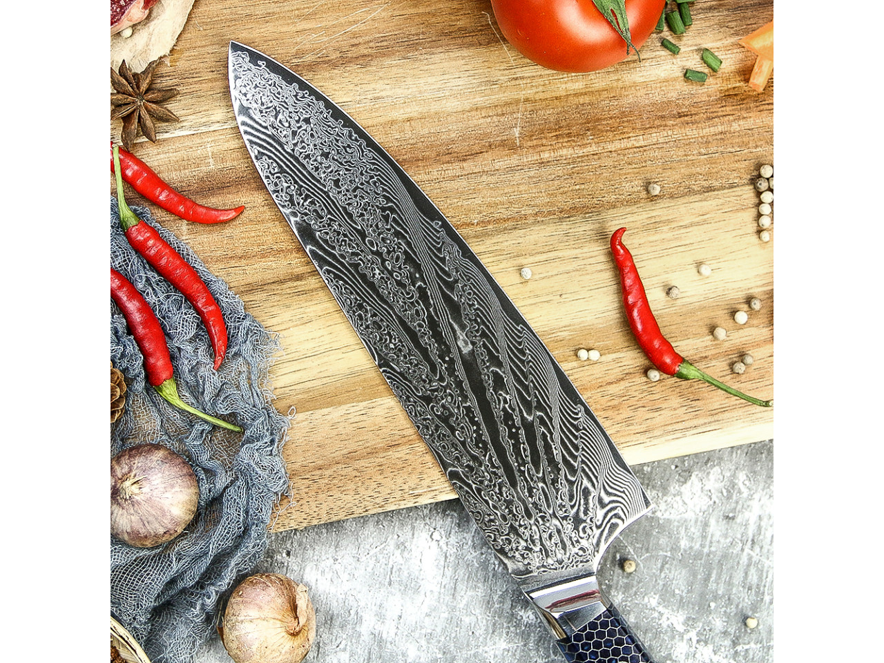 Premium Chef's Knife Damascus Steel GRILLI 777141