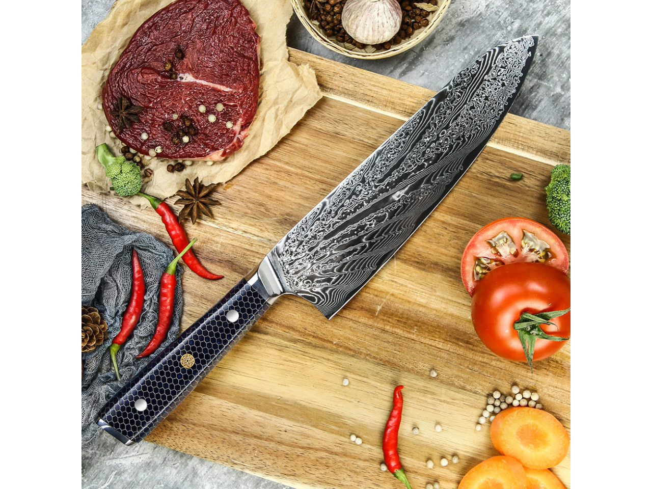 Premium Chef's Knife Damascus Steel GRILLI 777141