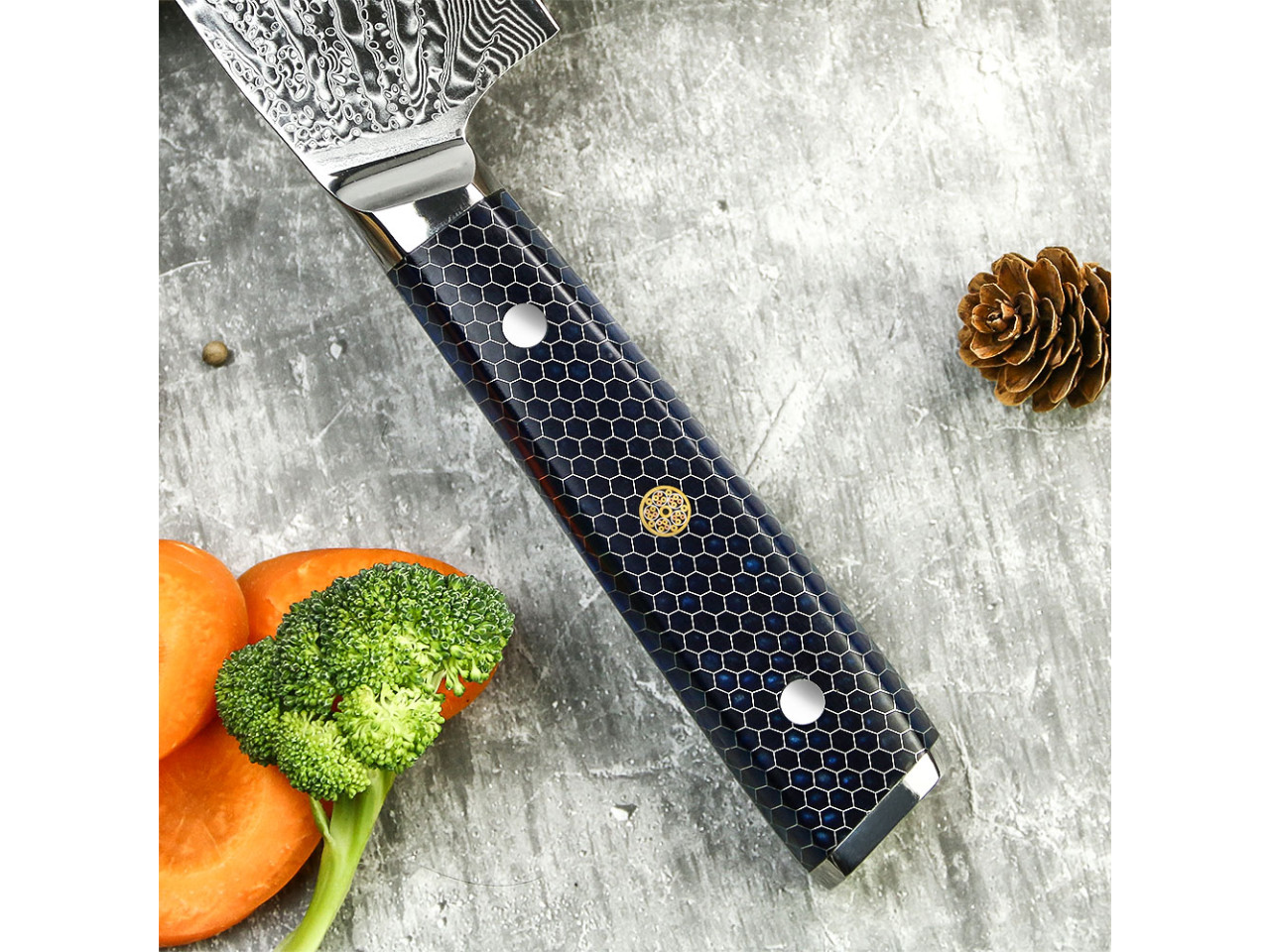 Professional Japanese Santoku Knife Damascus Steel GRILLI 777142
