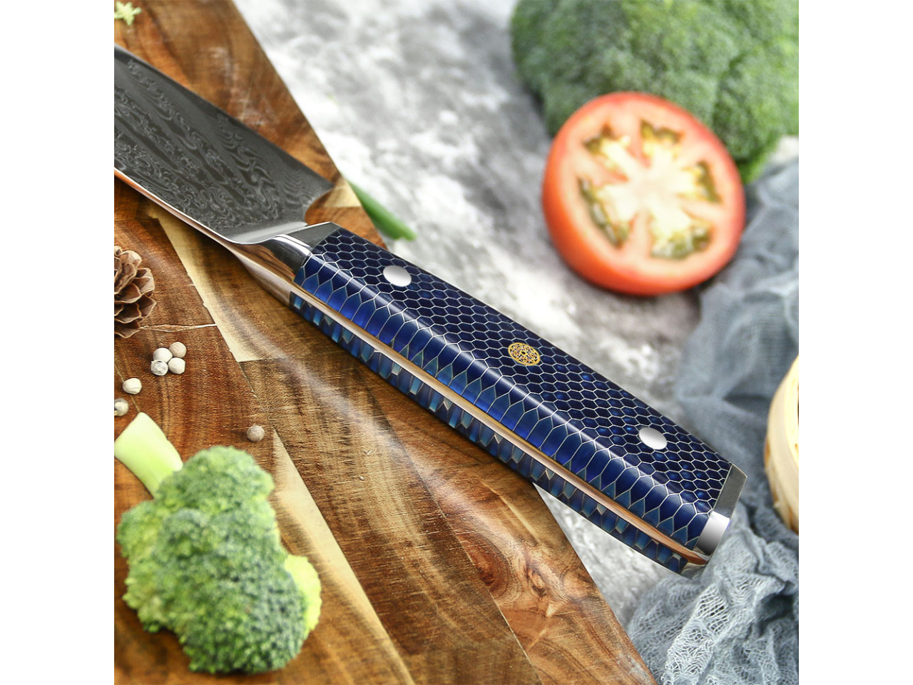 Professional Japanese Santoku Knife Damascus Steel GRILLI 777142
