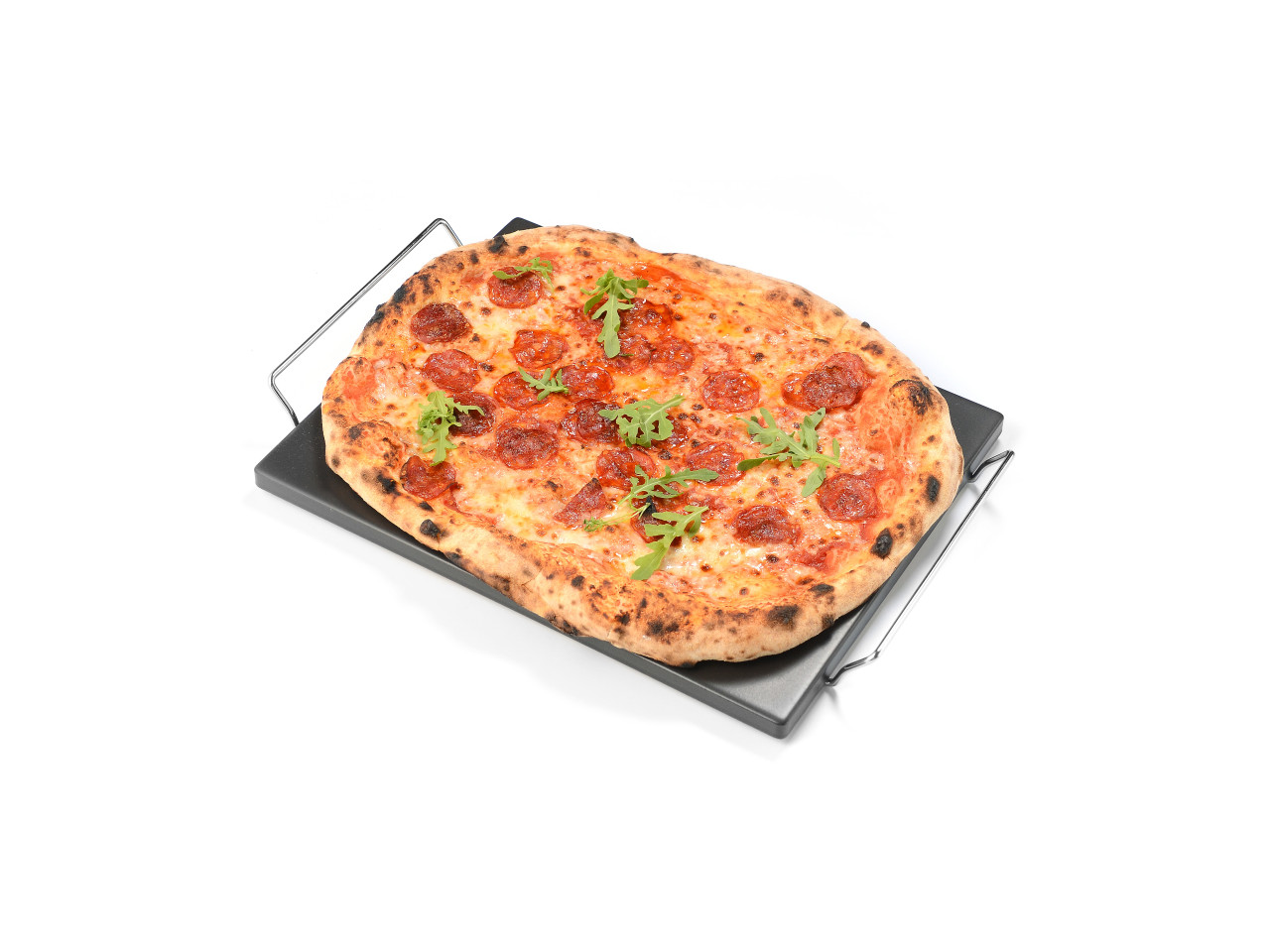 Rectangular сeramic pizza stone 38x30 with handles GRILLI 300380