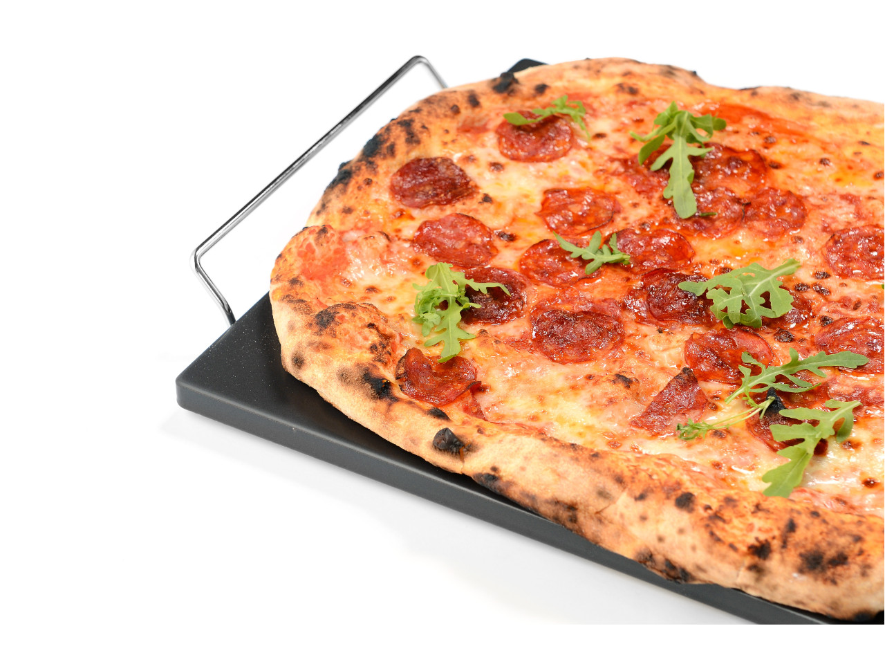 Rectangular сeramic pizza stone 38x30 with handles GRILLI 300380