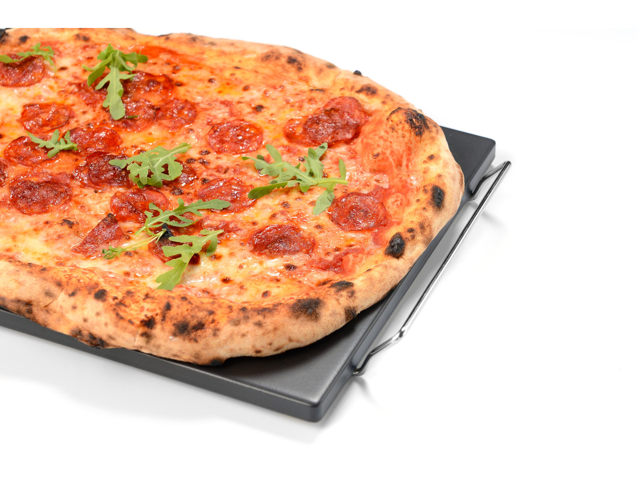 Rectangular сeramic pizza stone 38x30 with handles GRILLI 300380