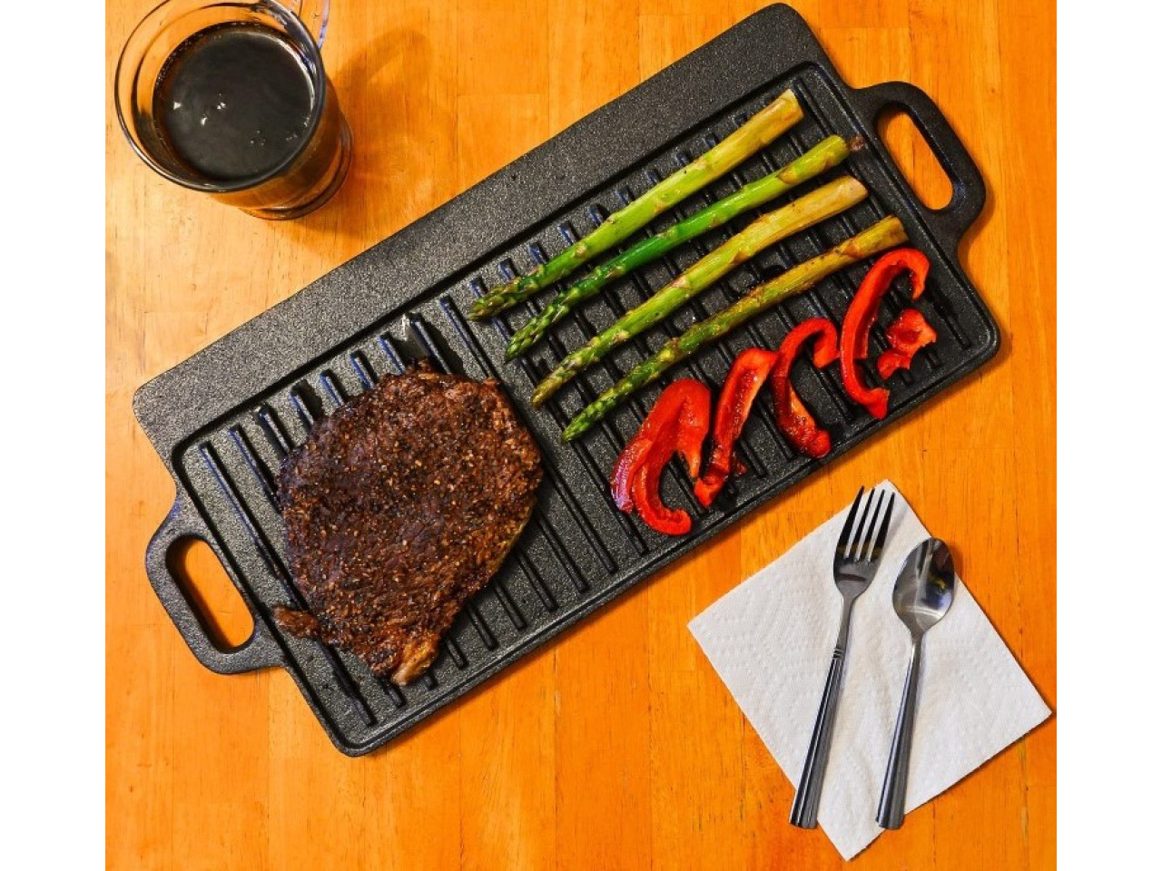 Cast iron plate with handles 40x20x1.5 cm GRILLI 777181