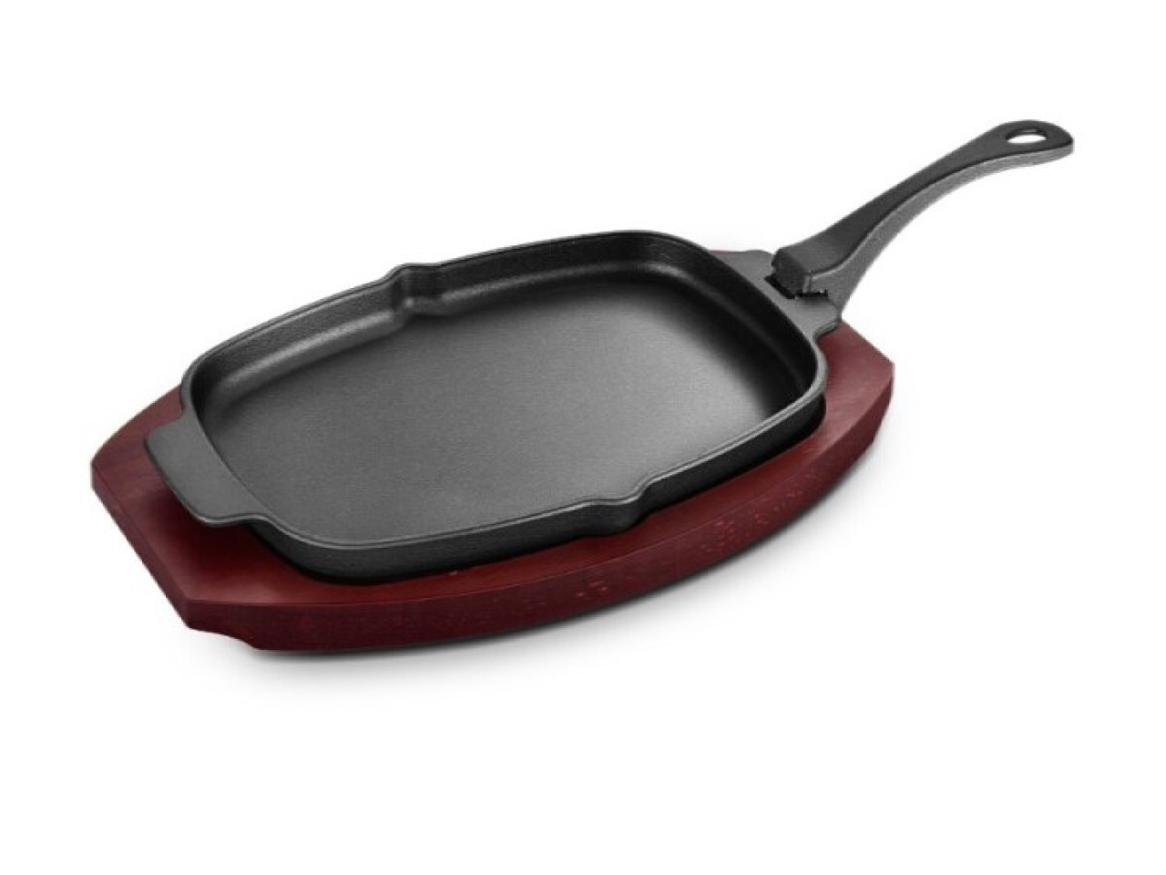 Cast iron frying pan with removable handle on wooden base 33.5x21 cm GRILLI 777201