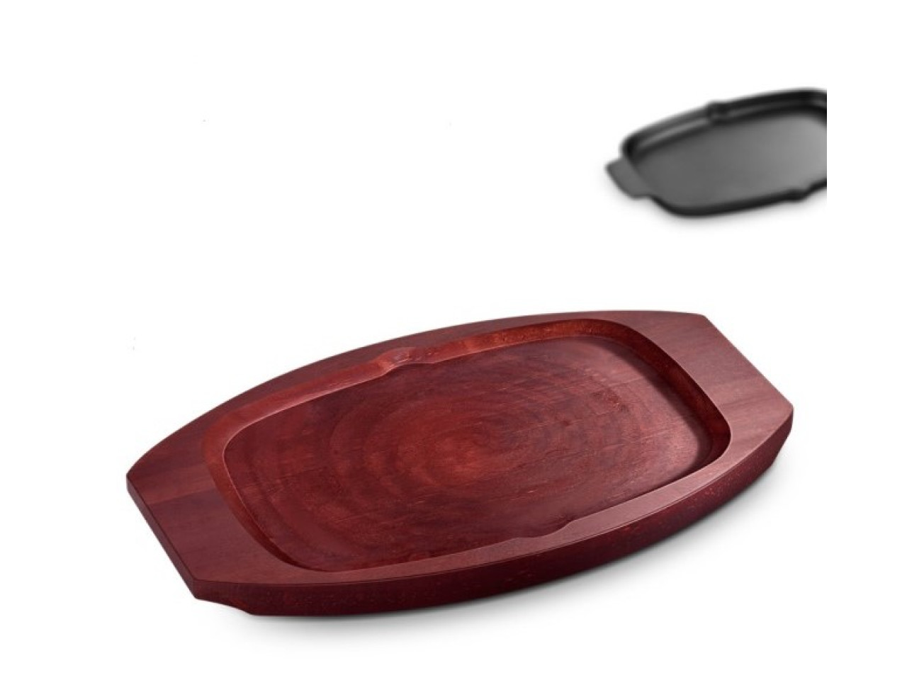 Cast iron frying pan with removable handle on wooden base 33.5x21 cm GRILLI 777201