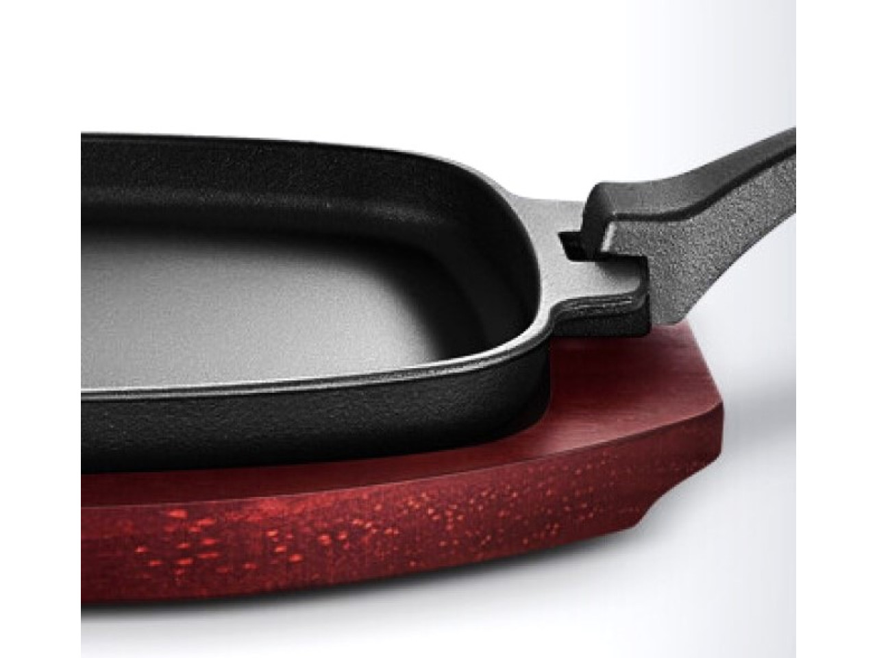 Cast iron frying pan with removable handle on wooden base 33.5x21 cm GRILLI 777201