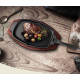 Cast iron frying pan with removable handle on wooden base 33.5x21 cm GRILLI 777201