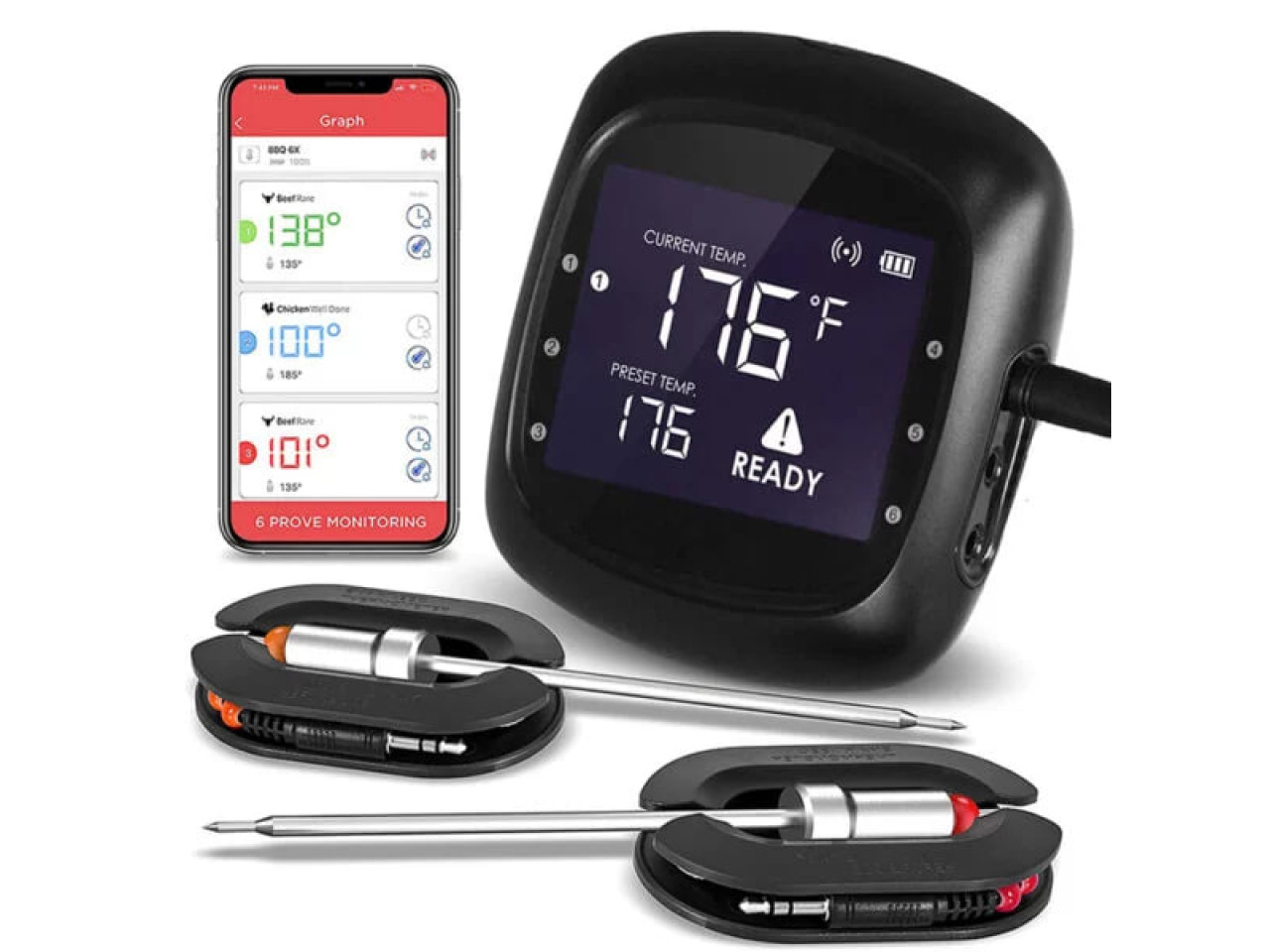 Bluetooth Remote Thermometer Pro5 for grill 2 probes GRILLI 777432