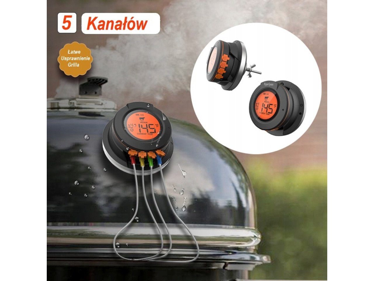 Cyfrowy termometr Bluetooth do grilla z dwoma czujnikami GRILLI 555501