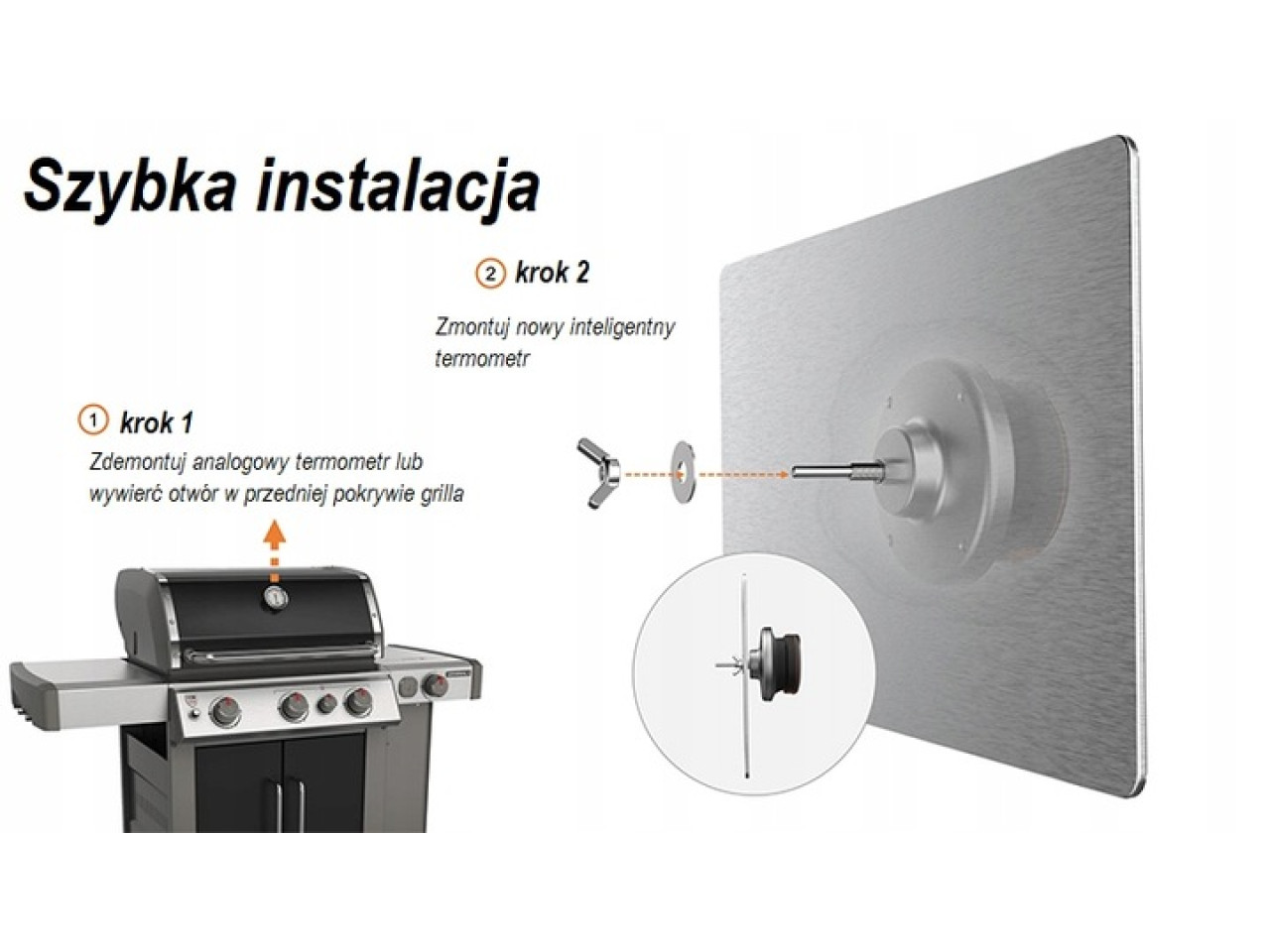 Cyfrowy termometr Bluetooth do grilla z dwoma czujnikami GRILLI 555501