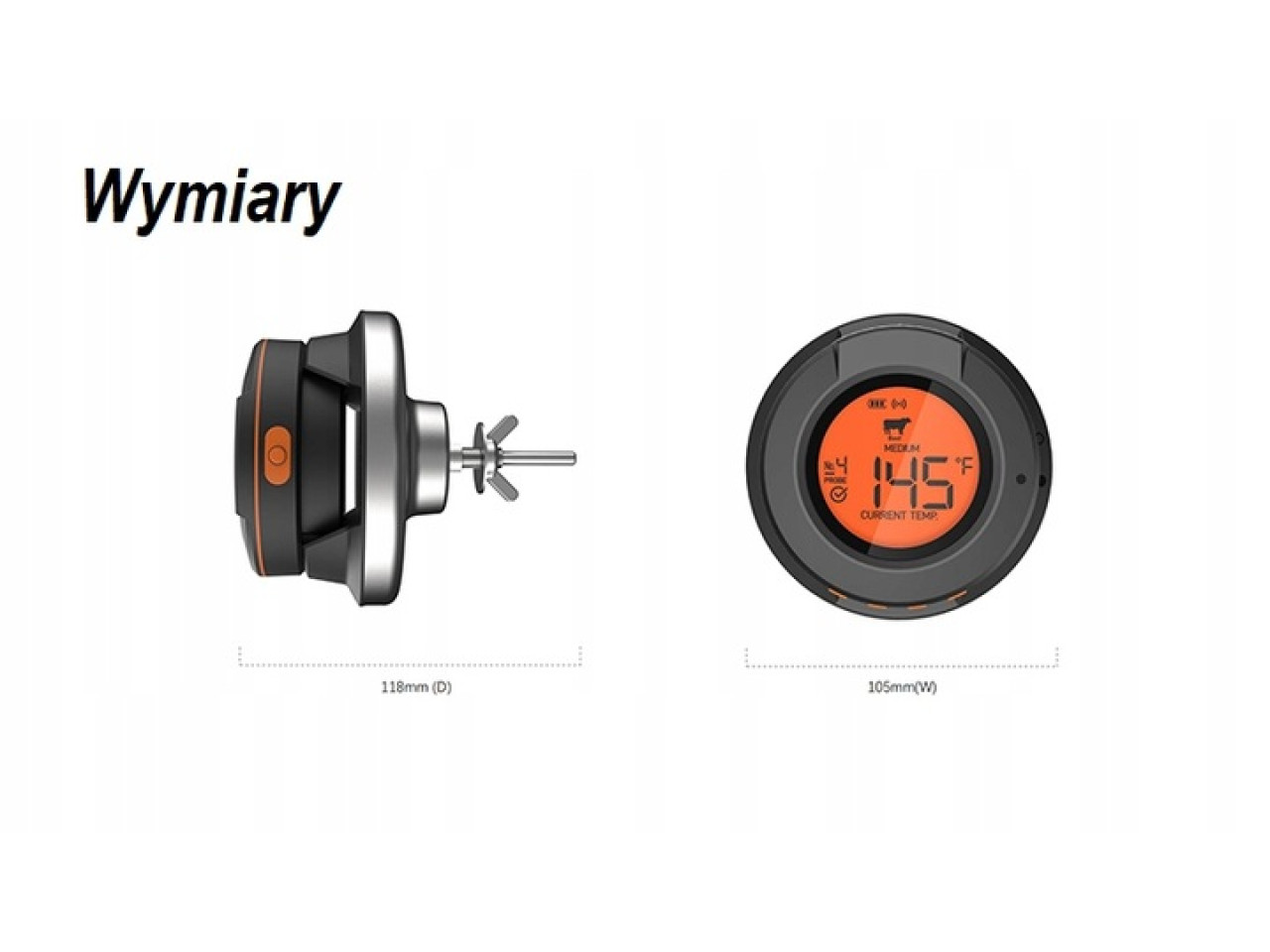Cyfrowy termometr Bluetooth do grilla z dwoma czujnikami GRILLI 555501